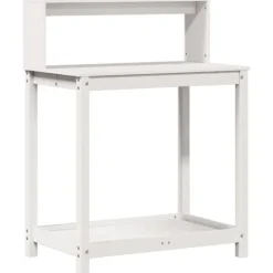Clearance Växtbord med hyllor vit 82,5x50x109,5 cm massiv furu - Växtställ Planteringsbänkar