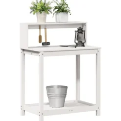 Clearance Växtbord med hyllor vit 82,5x50x109,5 cm massiv furu - Växtställ Planteringsbänkar