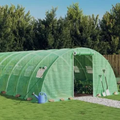 vidaXL Växthus med stålram grön 48 m² 12x4x2 m - Växthus
