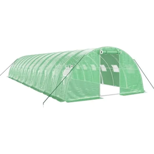 vidaXL Växthus med stålram grön 48 m² 12x4x2 m - Växthus