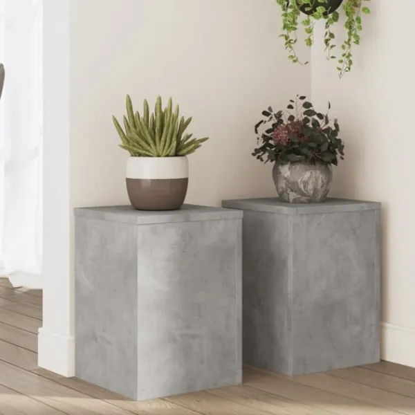 Outlet Växtställ 2 st betonggrå 25x25x35 cm konstruerat trä Växtställ