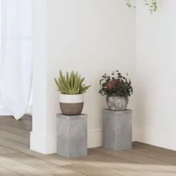Clearance Växtställ 2 st betonggrå 10x10x18 cm konstruerat trä Krukor & Växtbehållare