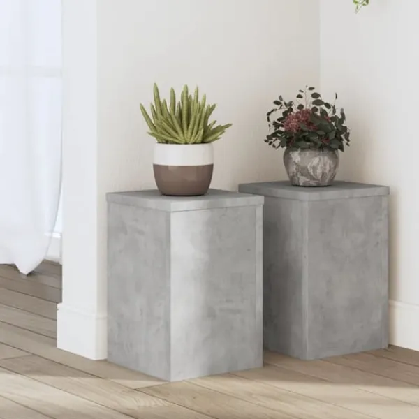 New Växtställ 2 st betonggrå 20x20x30 cm konstruerat trä Växtställ