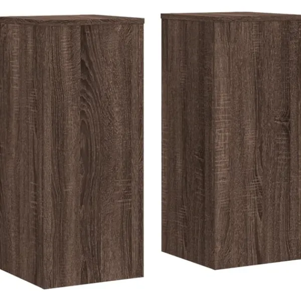 Outlet Växtställ 2 st brun ek 30x30x70 cm konstruerat trä Växtställ