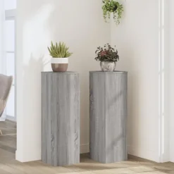 vidaXL Växtställ 2 st grå sonoma 25x25x80 cm konstruerat trä