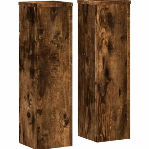 Online Växtställ 2 st rökfärgad ek 17x17x60 cm konstruerat trä Växtställ