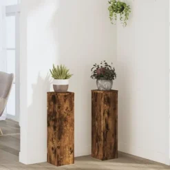 Online Växtställ 2 st rökfärgad ek 17x17x60 cm konstruerat trä Växtställ