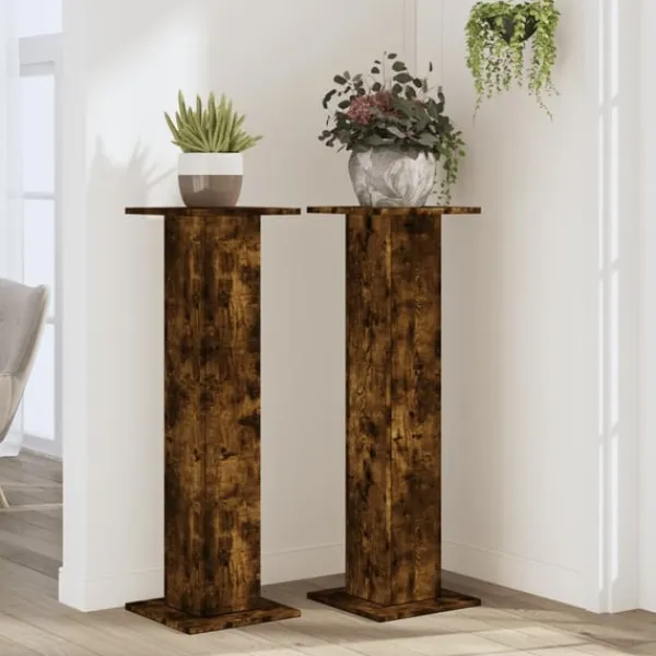 vidaXL Växtställ 2 st rökfärgad ek 30x30x95 cm konstruerat trä