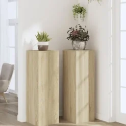 Outlet Växtställ 2 st sonoma-ek 33x33x100 cm konstruerat trä Växtställ