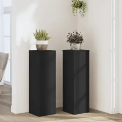 vidaXL Växtställ 2 st svart 25x25x80 cm konstruerat trä