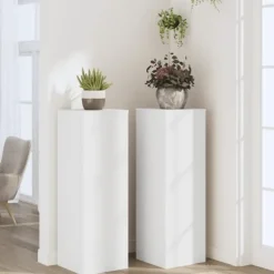 New Växtställ 2 st vit 33x33x100 cm konstruerat trä Växtställ