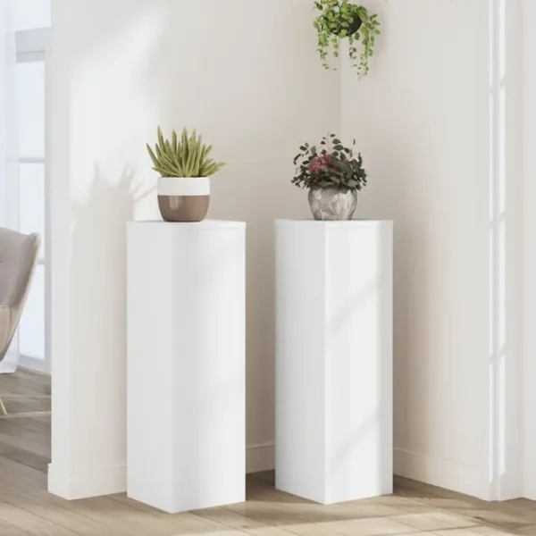 Outlet Växtställ 2 st vit 25x25x80 cm konstruerat trä Krukor & Växtbehållare