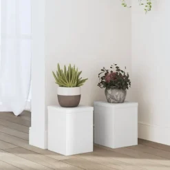 Discount Växtställ 2 st vit 15x15x20 cm konstruerat trä Växtställ