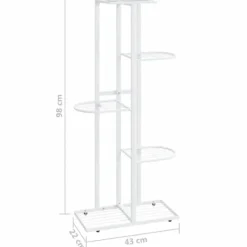 vidaXL Växtställ med 5 hyllor 43x22x98 cm vit metall - Växtställ