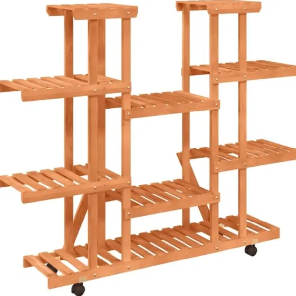 Clearance Växtställ med hjul 110x25x115 cm massiv furu - Växtställ Växtställ