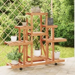 New Växtställ med hjul 110x25x101 cm massiv furu - Växtställ Växtställ