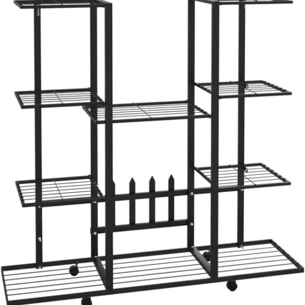 Växtställ på hjul 94,5x24,5x91,5 cm svart järn - Växtställ Växtställ