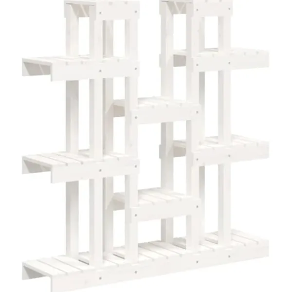 vidaXL Växtställ vit 104,5x25x109,5 cm massiv furu - Växtställ