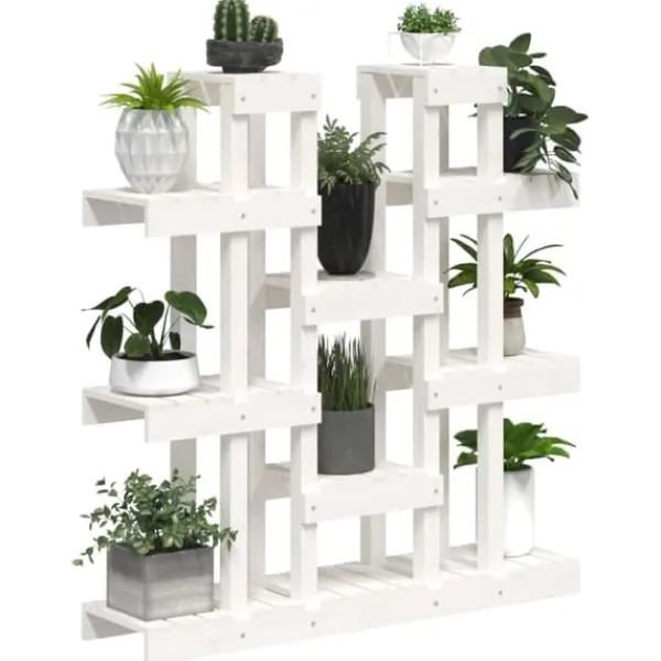 vidaXL Växtställ vit 104,5x25x109,5 cm massiv furu - Växtställ