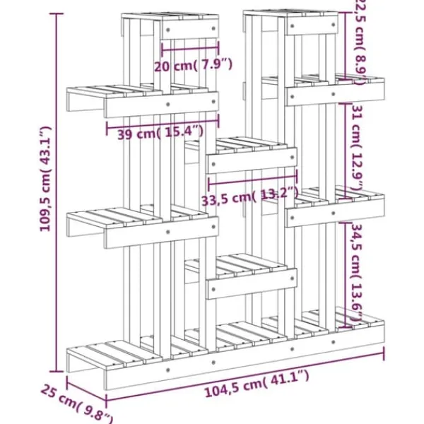 vidaXL Växtställ vit 104,5x25x109,5 cm massiv furu - Växtställ