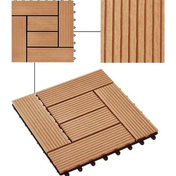 vidaXL 11x Terrassplatta WPC 30x30 cm 1 m² Färg Teak Platta för Gång 45027
