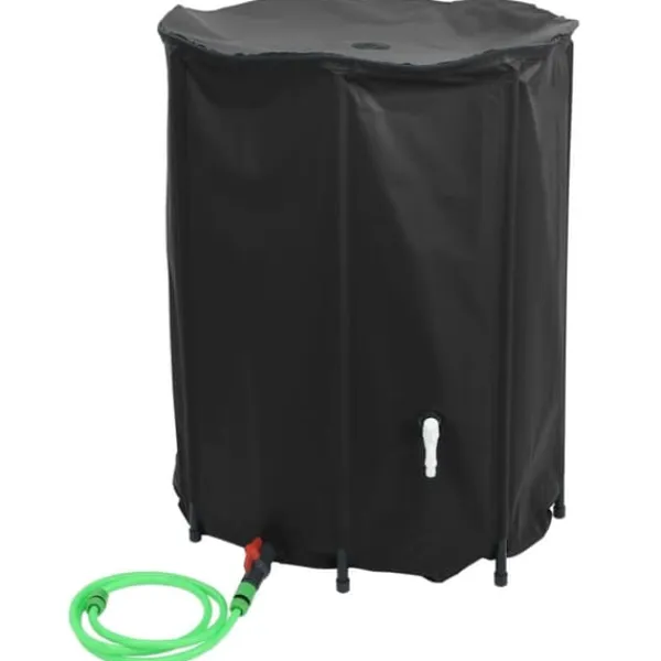 Discount Vikbar 750 L Vattentank med Kran - PVC Regntunna för Utebruk | Färg: Grön | Storlek: 750 L Regntunnor