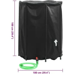 Discount Vikbar 750 L Vattentank med Kran - PVC Regntunna för Utebruk | Färg: Grön | Storlek: 750 L Regntunnor