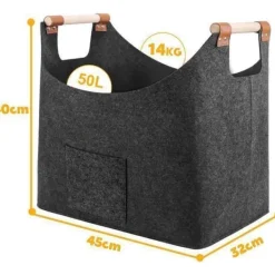 Sale Vikbar stockkorg-XL-Mycket tjock filt och förstärkt handtag,Som varukorg, tidning eller ved,mörkgrå Tillbehör Till Vedeldade Kaminer & Öppna Spisar