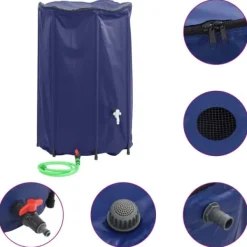Vikbar vattentank 1000 L med kran - Slitstark PVC | Färg: Grön | Storlek: 1000 L