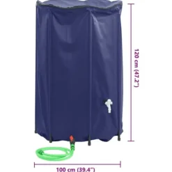 Vikbar vattentank 1000 L med kran - Slitstark PVC | Färg: Grön | Storlek: 1000 L