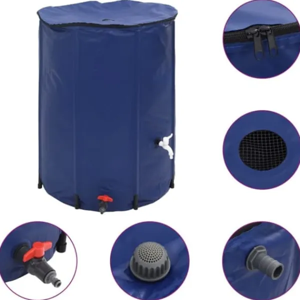 Vikbar vattentank med kran 750 L PVC - Slitstark och lättanvänd | Färg: Grön | Storlek: 750 L