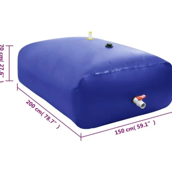 Online Vikbar vattentank med kran 2100 L PVC - Perfekt för regnvatten | Färg: Grön | Storlek: 2100 L Regntunnor
