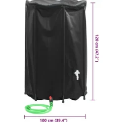 Vikbar vattentank med kran 1000 L - PVC regntunna | Färg: Grön | Storlek: 1000 L Regntunnor