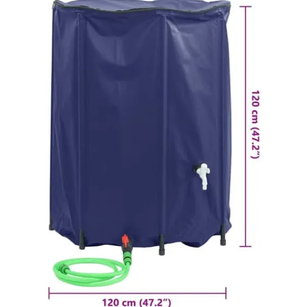 Vikbar vattentank med kran - Regntunna 1350 L PVC | Färg: Grön | Storlek: 1350 L Regntunnor