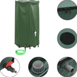 New Vikbar vattentank med kran 380 L - PVC, slitstark | Färg: Grön | Storlek: 380 L Regntunnor