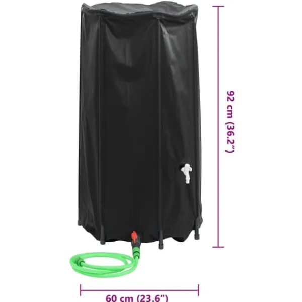 Discount Vikbar vattentank med kran - 250 L PVC | Färg: Grön | Storlek: 250 L Regntunnor