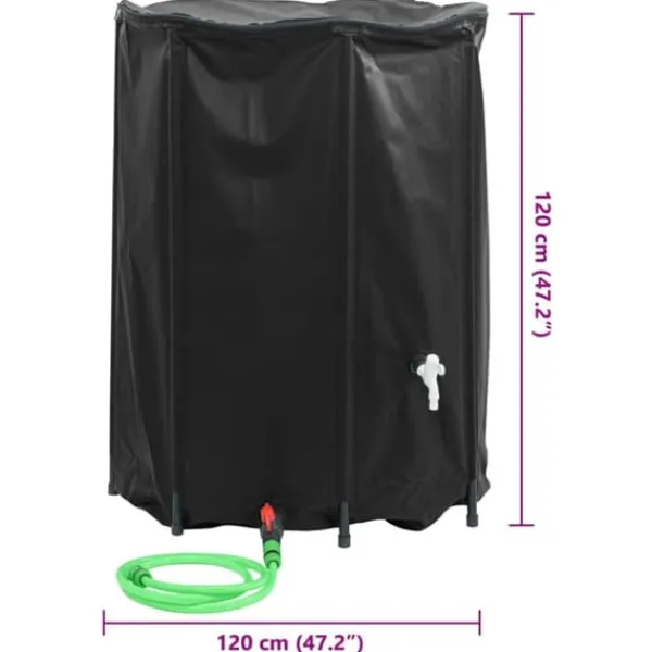 Vikbar vattentank med kran 1350 L - Slitstark PVC | Färg: Grön | Storlek: 1350 L