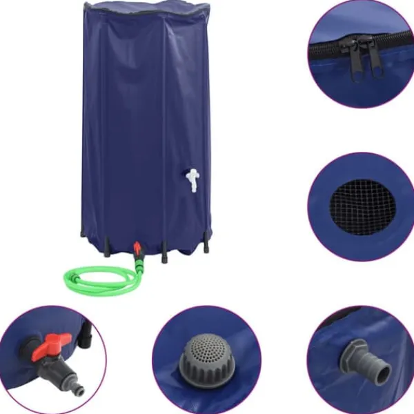 Hot Vikbar vattentank med kran 250 L - PVC vattensamlar | Färg: Grön | Storlek: 250 L Regntunnor