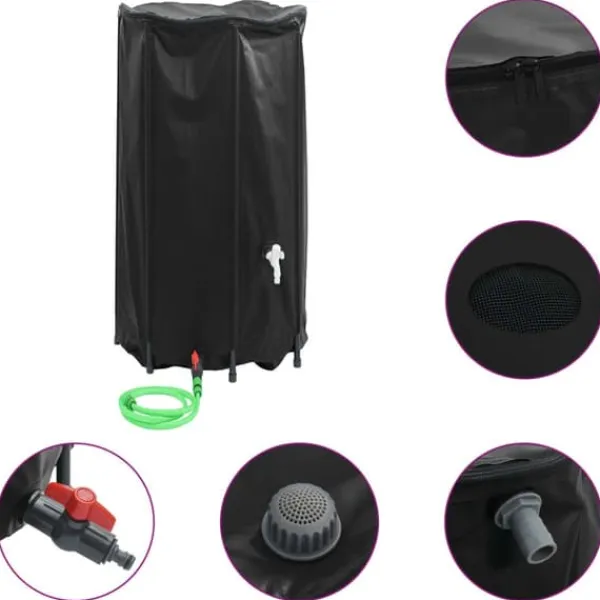 Outlet Vikbar vattentank med kran för regnvatten - 380 L PVC | Färg: Grön | Storlek: 380 L Regntunnor