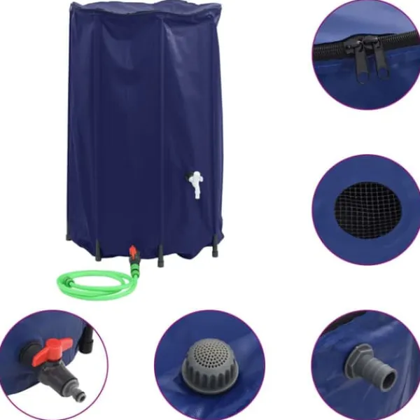 Hot Vikbar vattentank med kran - PVC 500 L | Färg: Grön | Storlek: 500 L Regntunnor