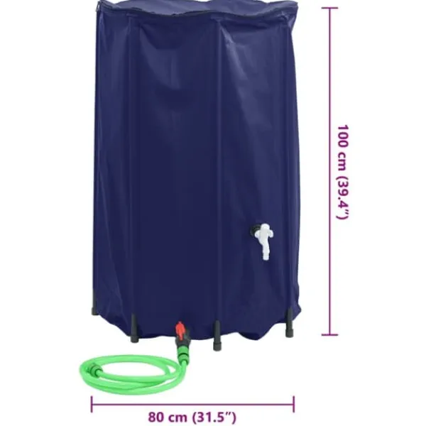 Hot Vikbar vattentank med kran - PVC 500 L | Färg: Grön | Storlek: 500 L Regntunnor