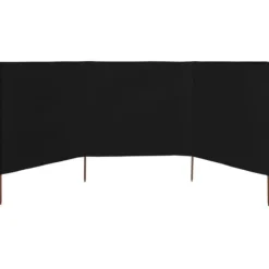 Vindskydd 3 paneler tyg 400x160 cm svart - Vindskärm - Vindskärmar - Home & Living