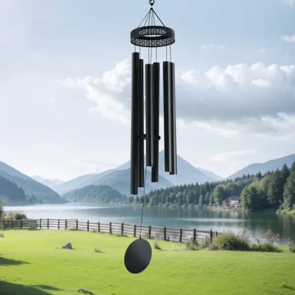 Vindspel för utomhusbruk, aluminium, djup ton, hög kvalitet, avslappnande ljud, trädgårdsdekorationer, 1473 mm