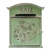 Online Vintage Brevlåda - Väggmonterad Brevlåda - För Staket - Präglad Metall - Utomhusbruk - 27×10,5×31,2 cm - Brevinkast 9,5×1,5 cm - Grön Postlådor & Brevlådor