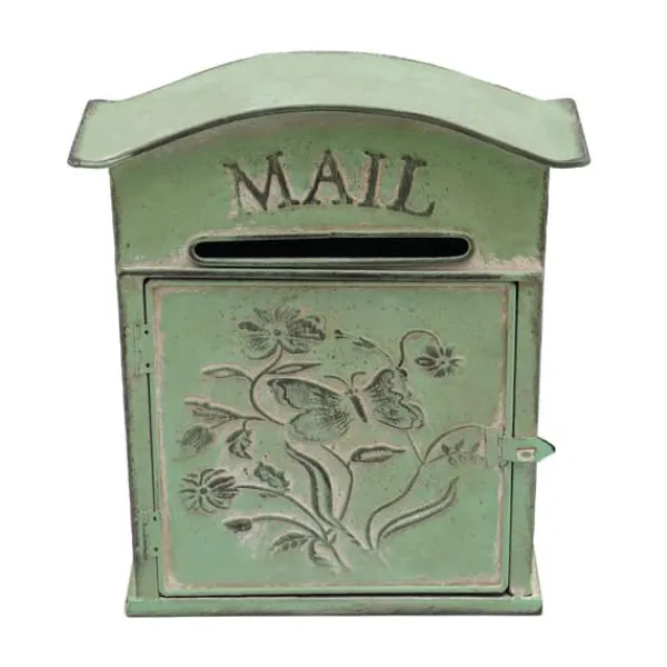 Online Vintage Brevlåda - Väggmonterad Brevlåda - För Staket - Präglad Metall - Utomhusbruk - 27×10,5×31,2 cm - Brevinkast 9,5×1,5 cm - Grön Postlådor & Brevlådor