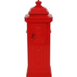 Vintage markpostlåda i rostfri aluminium - Dekorativ och väderbeständig | Färg: Röd