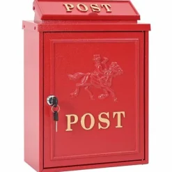 Vintage väggpostlåda - - Röd - Gjutet aluminium - 29x13x41 cm - Korrosionsbeständig Postlådor & Brevlådor
