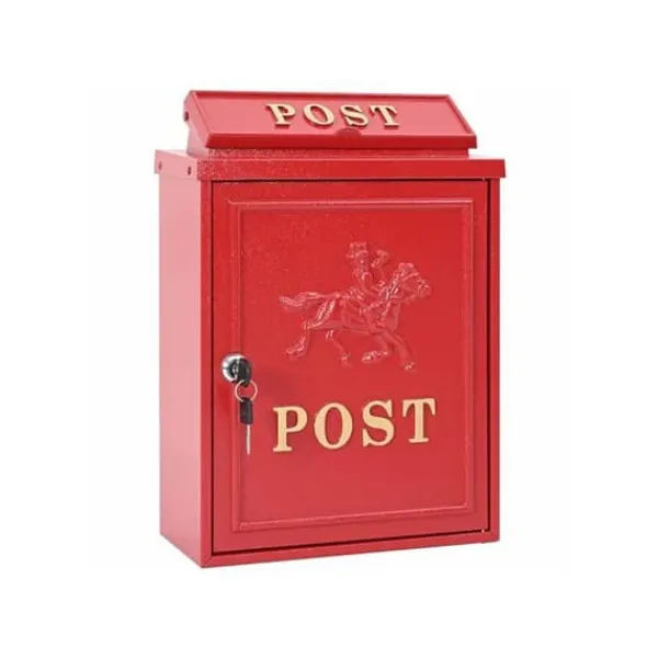 Vintage väggpostlåda - - Röd - Gjutet aluminium - 29x13x41 cm - Korrosionsbeständig Postlådor & Brevlådor