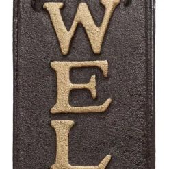 Välkomstskylt, 39,5x18x2 cm, Brun