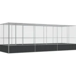 Discount Voljär med utbyggnad silver 625x207x212 cm stål Växthus